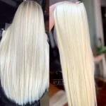 Mega Hair Tic-Tac Loiro Claro Liso Fibra Bio Luxo Prime.