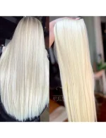 Mega Hair Tic-Tac Loiro Claro Liso Fibra Bio Luxo Prime.