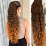 Rabo de Cavalo Wave Glam Morena Iluminada Cobreado 70cm