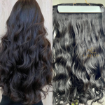 Mega Hair Tic-Tac Castanho Escuro Ondulado Fibra Bio Luxo Prime.