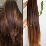 Cabelo Telado/Tecido Fibra Europeia Liso 75cm Morena Iluminada #2