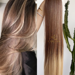 Cabelo Telado/Tecido Fibra Europeia Liso 75cm Mesclado Pérola Esfumado