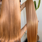 Cabelo Telado/Tecido Fibra Europeia Liso 75cm Loiro Bege Esfumado