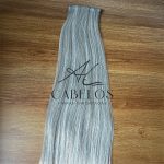 Cabelo Telado/Tecido Mesclado Acizentado T18-56C Liso Fibra Russa 70cm 150g - Imagem 5
