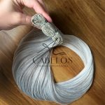 Cabelo Telado/Tecido Mesclado Acizentado T18-56C Liso Fibra Russa 70cm 150g - Imagem 4