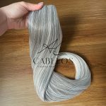 Cabelo Telado/Tecido Mesclado Acizentado T18-56C Liso Fibra Russa 70cm 150g - Imagem 7