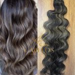 Cabelo Telado/Tecido Morena Iluminada P-Brown Ondulado Fibra Russa 60cm 200g