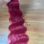 Cabelo Telado/Tecido Vermelho-Bug2 Ondulado Fibra Russa 60cm 200g - Imagem 5