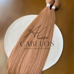 Cabelo Telado/Tecido Loiro escuro Mel-27+26 Liso Fibra Russa 70cm 150g - Imagem 6