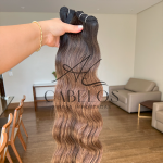 Cabelo Telado/Tecido Morena Iluminada-T1B/108 Ondulado Fibra Russa 60cm 200g - Imagem 6