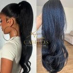 Aplique Rabo de Cavalo Ary Preto 60cm 140g Fibra Europeia.