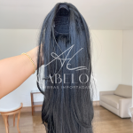 Aplique Rabo de Cavalo Ary Preto 60cm 140g Fibra Europeia. - Imagem 3