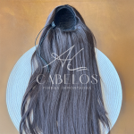 Aplique Rabo de Cavalo Ary Castanho Claro 60cm 140g Fibra Europeia. - Imagem 7