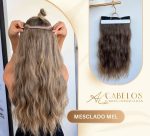 Mega Hair Tic-Tac + Fio Invisible Fibra Russa Suzan 50cm 120g- Mesclado Mel - Imagem 5