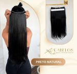 Mega Hair Tic-Tac + Fio Invisible Fibra Russa Cindy 60cm 120g- Preto - Imagem 4