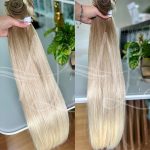 Cabelo Telado/Tecido Loiro Pérola #3 Liso Fibra Russa 70cm 150g - Imagem 5