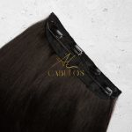 Mega Hair Tic-Tac + Fio Invisible Fibra Russa Cindy 60cm 120g- Castanho Escuro Natural - Imagem 5