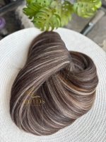 Mega Hair Tic-Tac 4pçs Fibra Russa Liso 60cm 200g, Morena Iluminada (OP4/8/119#) - Imagem 3