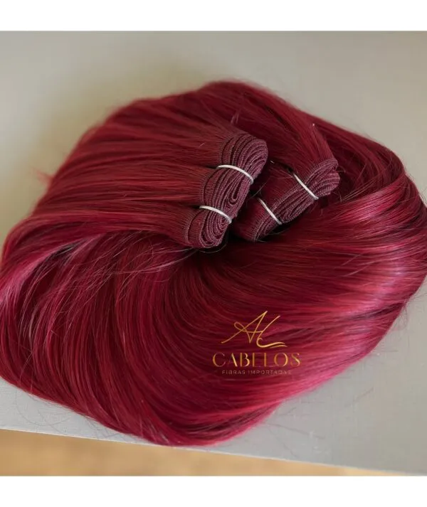 Cabelo Telado/Tecido Vermelho Liso Fibra Russa 70cm 150g - Imagem 3