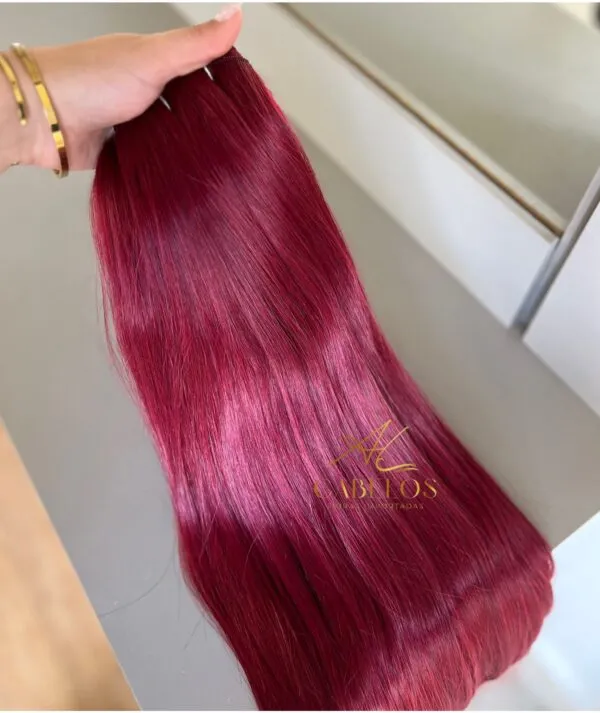 Cabelo Telado/Tecido Vermelho Liso Fibra Russa 70cm 150g - Imagem 2