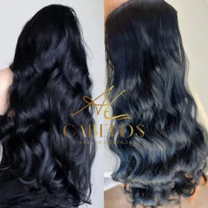 Mega Hair Tic-Tac Preto Ondulado Fibra Bio Luxo Prime. - 2Pçs Tic Tac 70cm-300g